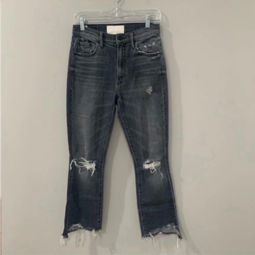 ✅ Mother SUPERIOR Jeans The Insider Crop Step Chew in Pedal To The Pedal Destroy